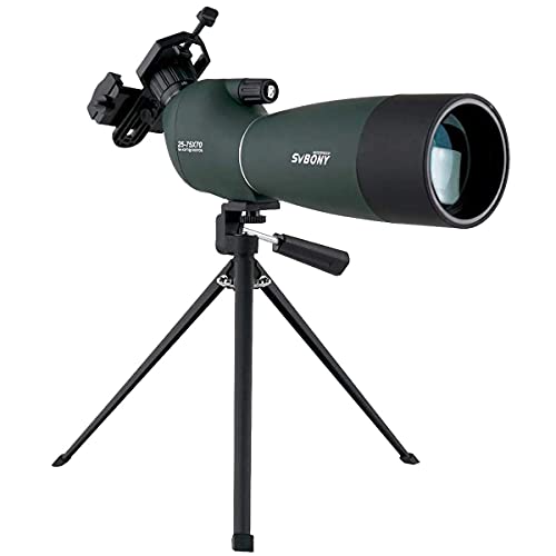 SVBONY SV28 Spotting Scopes with Tripod, Angled 25-75x70mm Spotter Scope with Phone Adapter, Waterproof Fogproof Spotting Scope for Bird Watching, Target Shooting, Wildlife Viewing - Image 1