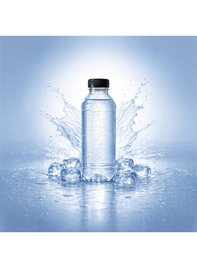 IDEAL PACK زجاجة بلاستيكية شفافة سعة 500 مل مع غطاء لولبي أسود - 0.5 لتر - Image 5