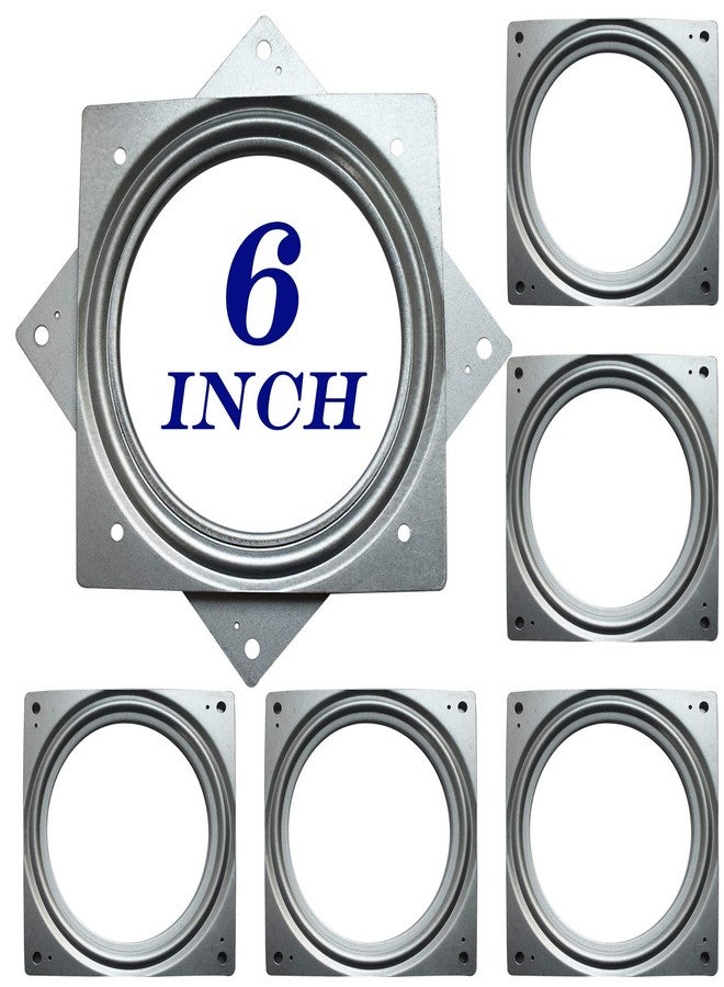 Evadow 6Inch Lazy Susan Hardware, 6Pack Square Rotating Bearing Plate, 500lbs Capacity Lazy Susan Turntable Bearing for for Serving Trays, Kitchen Storage Racks, Craft Table, Zinc Plated Steel Swivel Plate - Image 1