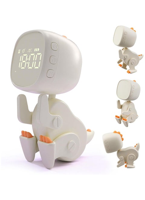 Small Dinosaur Alarm Clock Alarm Clock, Variety Small Dinosaur Alarm Clock with Night Light, Kids Sleep Trainer Boys and Girls Wake Up Time Comes with 3 Sets of Alarm Clock Snooze Function Adjustable Sound and Brightness via USB Charging