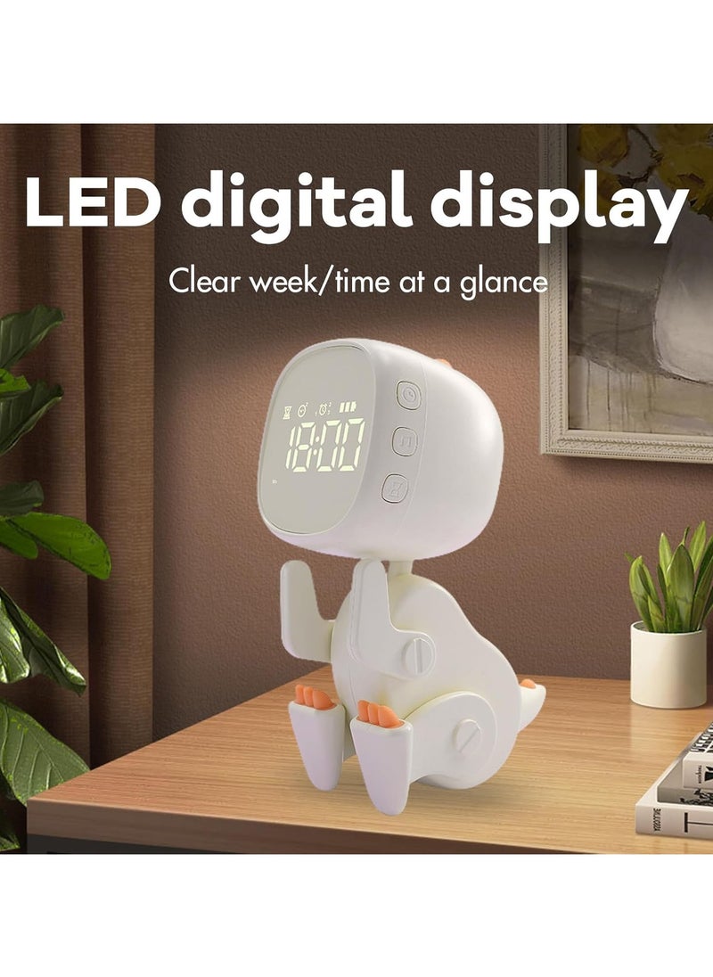 Small Dinosaur Alarm Clock Alarm Clock, Variety Small Dinosaur Alarm Clock with Night Light, Kids Sleep Trainer Boys and Girls Wake Up Time Comes with 3 Sets of Alarm Clock Snooze Function Adjustable Sound and Brightness via USB Charging