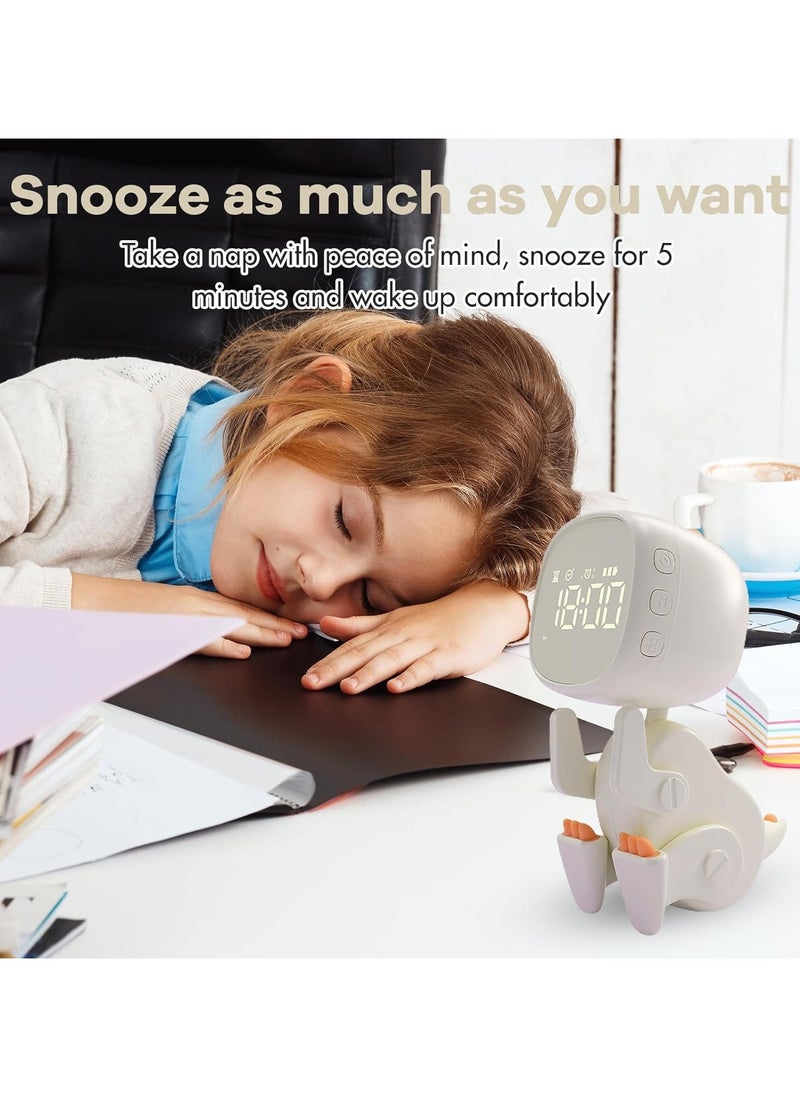 Small Dinosaur Alarm Clock Alarm Clock, Variety Small Dinosaur Alarm Clock with Night Light, Kids Sleep Trainer Boys and Girls Wake Up Time Comes with 3 Sets of Alarm Clock Snooze Function Adjustable Sound and Brightness via USB Charging