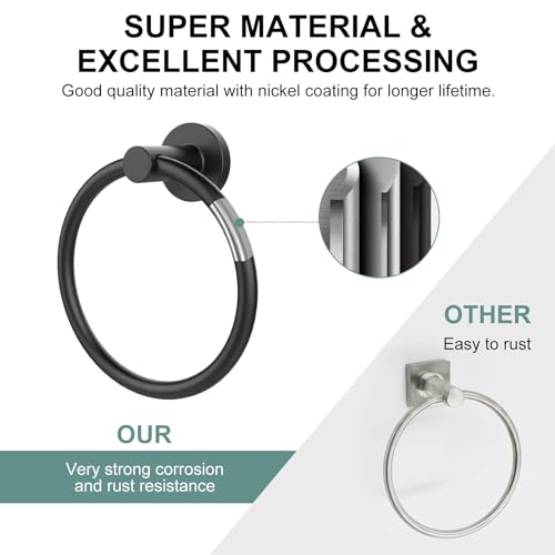 SetSail Towel Holder for Bathroom Wall Matte Black Towel Ring Stainless Steel Hand Towel Holder Heavy Duty Towel Hanger for Bath, Kitchen - Image 4