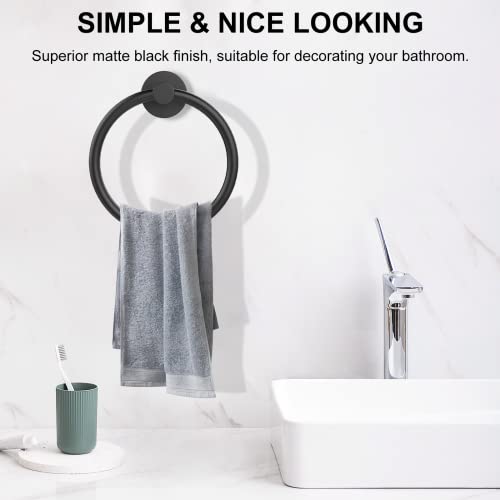 SetSail Towel Holder for Bathroom Wall Matte Black Towel Ring Stainless Steel Hand Towel Holder Heavy Duty Towel Hanger for Bath, Kitchen - Image 3