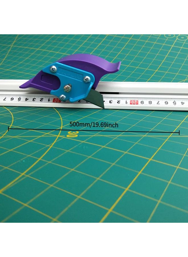 KT Plate Sliding Cutting Ruler 33.46 Inch Safety Cutting Tool for Paper Leather Ergonomic Design with Precision Measurement Prevents Hand Injury Misalignment Ideal for Crafting DIY Projects Metallic Desk Ruler - Image 2