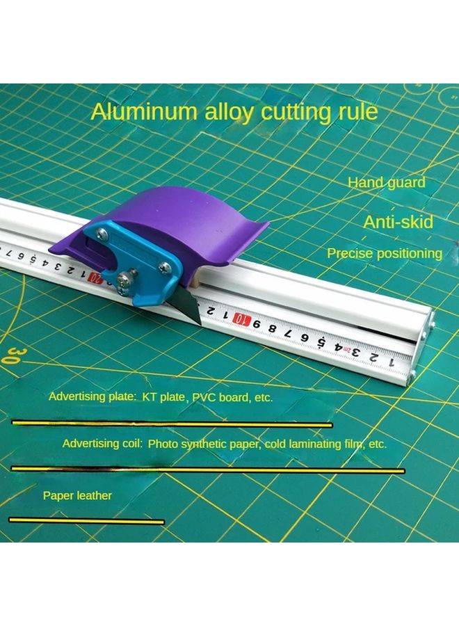KT Plate Sliding Cutting Ruler 33.46 Inch Safety Cutting Tool for Paper Leather Ergonomic Design with Precision Measurement Prevents Hand Injury Misalignment Ideal for Crafting DIY Projects Metallic Desk Ruler - Image 4