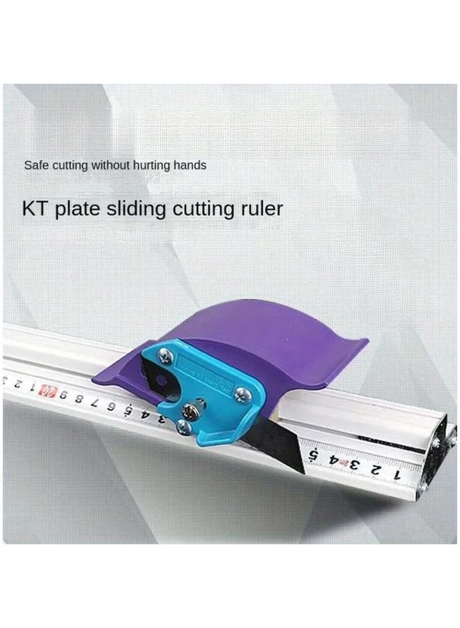 KT Plate Sliding Cutting Ruler 33.46 Inch Safety Cutting Tool for Paper Leather Ergonomic Design with Precision Measurement Prevents Hand Injury Misalignment Ideal for Crafting DIY Projects Metallic Desk Ruler - Image 1