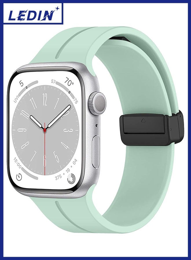 LEDIN Magnetic Silicone Watch Band 38mm/40mm/41m Quick Release Strap for Men & Women Soft Skin Friendly Sport Replacement Band for Smartwatch & Analog Watches Durable, Waterproof, Magnetic Folding Clasp for All-Day Comfort - Image 1