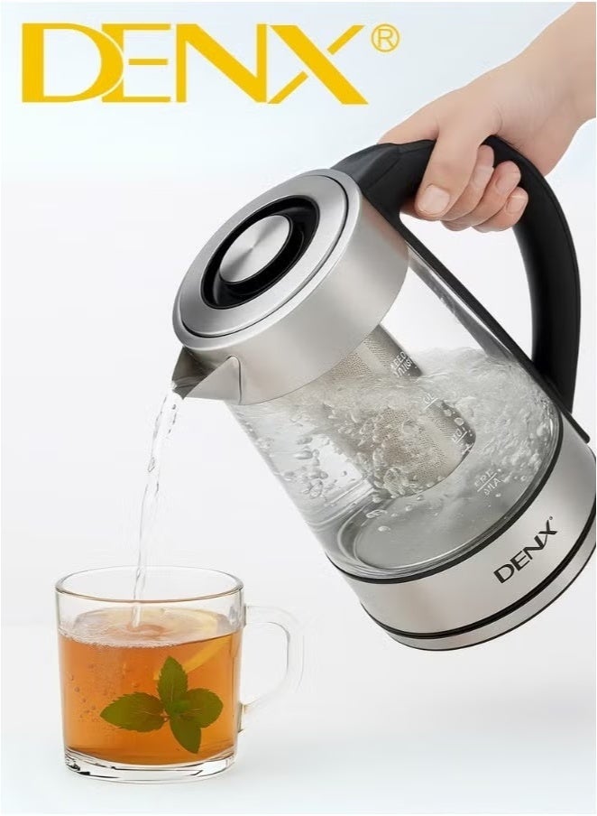 Denx Dx3408 High Borosilicate Glass Electric Kettle, 1.8L Capacity, 1500W Power, With High-Density Mesh Filter And Dry-Boil Protection - Image 4