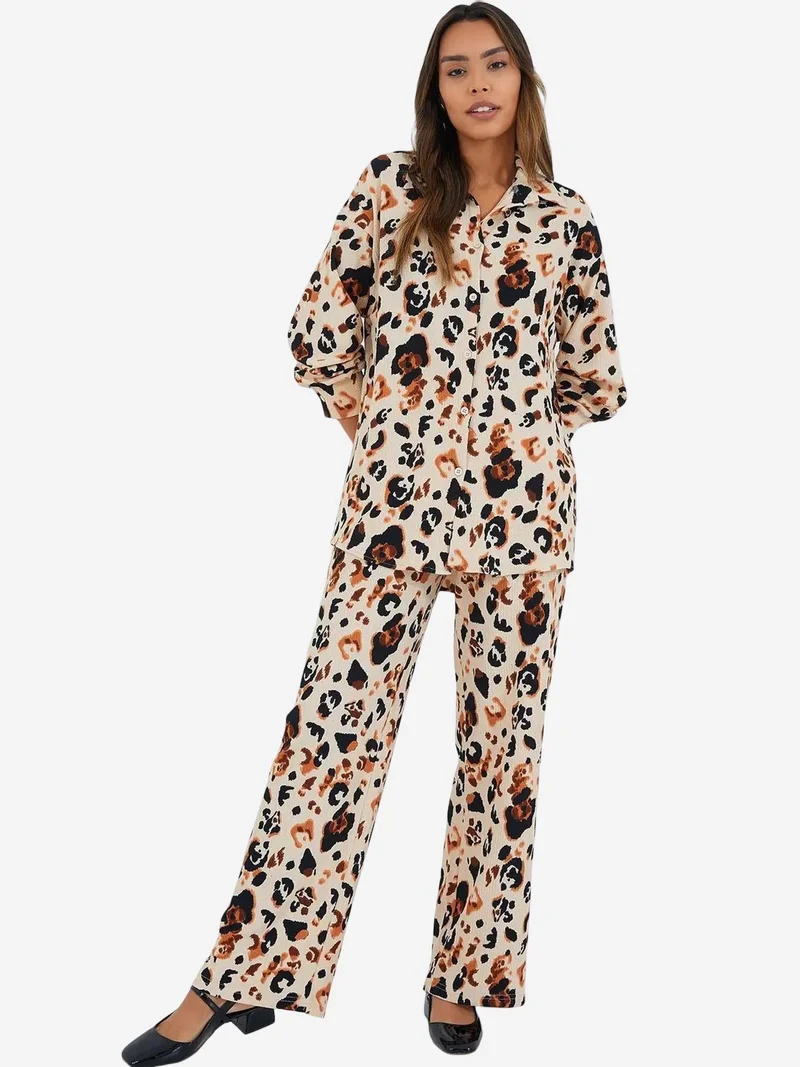 BIG DART BDART Textured Long Sleeve Knit Shirt & Pants Knitted Co-ord Set