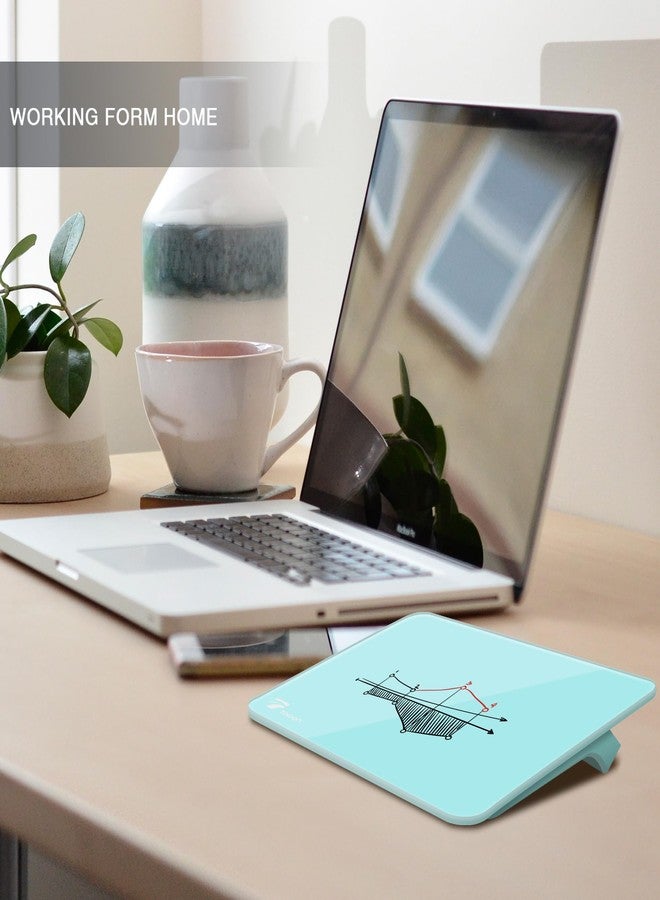 TOWON Teal Blue Mini Desktop Pure Glass Whiteboard, Small Slope Slick Desk Whiteboard Glass, Desk White Board, Desktop White Board Dry Erase, Stenography Artifact for Office Home Schooling Décor, 8x6 Inches - Image 2