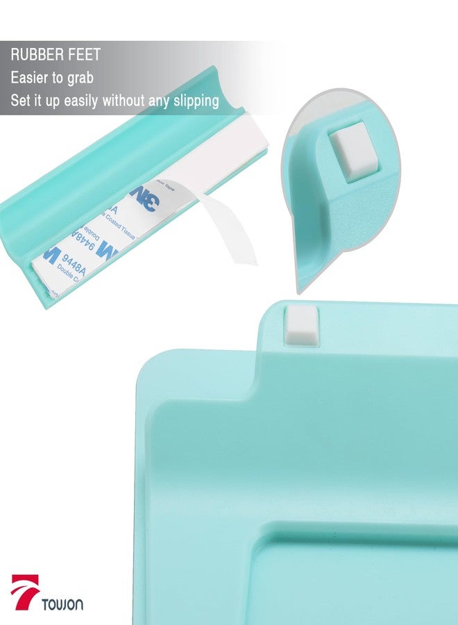TOWON Teal Blue Mini Desktop Pure Glass Whiteboard, Small Slope Slick Desk Whiteboard Glass, Desk White Board, Desktop White Board Dry Erase, Stenography Artifact for Office Home Schooling Décor, 8x6 Inches - Image 5