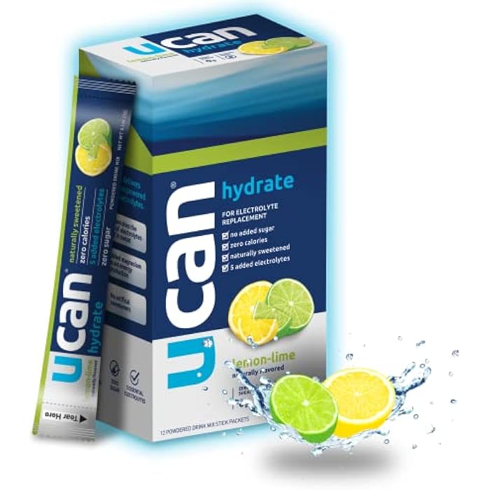UCAN Hydrate Packets, Lemon-Lime, 12 Count (1.27 Ounce), Keto, Sugar-Free Electrolyte Replacement for Men & Women, Non-GMO, Vegan, Gluten-Free, Great for Runners, Gym-Goers, High Performance Athletes - Image 1