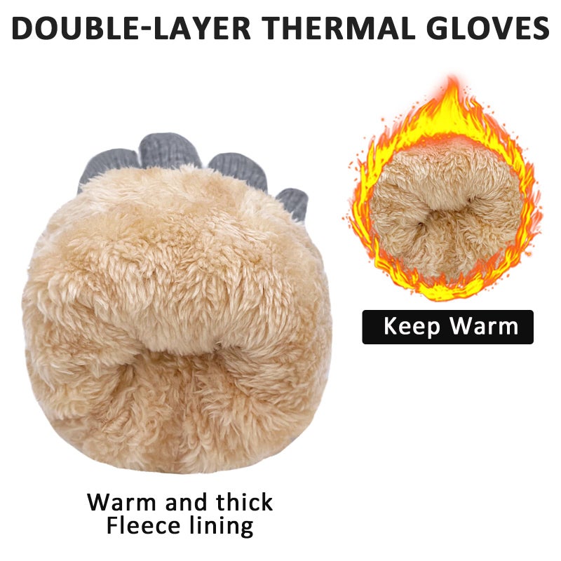 HOPSOOKEN Winter Wool Gloves for Women Warm Touch Screen Fleece Lined Elastic Knit Thermal Snow Gloves for Cold Weather(Grey) - Image 5