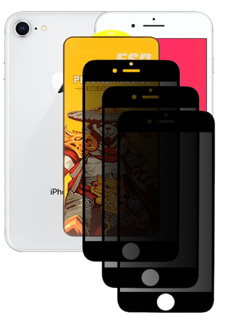 ESD 3 Pieces Tempered Dustproof Privacy Glass Screen Protector Compatible For iPhone 8 - Image 1
