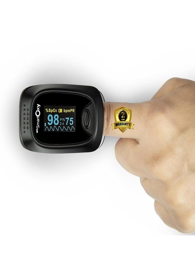 BPL Medical Technologies Smart Oxy Finger Tip Pulse Oximeter (Black)|High Accuracy|SPO2|Perfusion Index| OLED Display| CE Certified| Heart Rate - Black