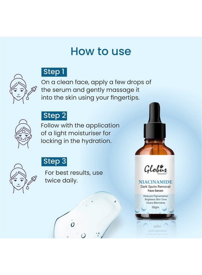 Globus Remedies Niacinamide Anti-Pigmentation Face Serum, Clarifying Serum for Dark Spots & Pigmentation, 50ml (Pack of 3) - Image 4
