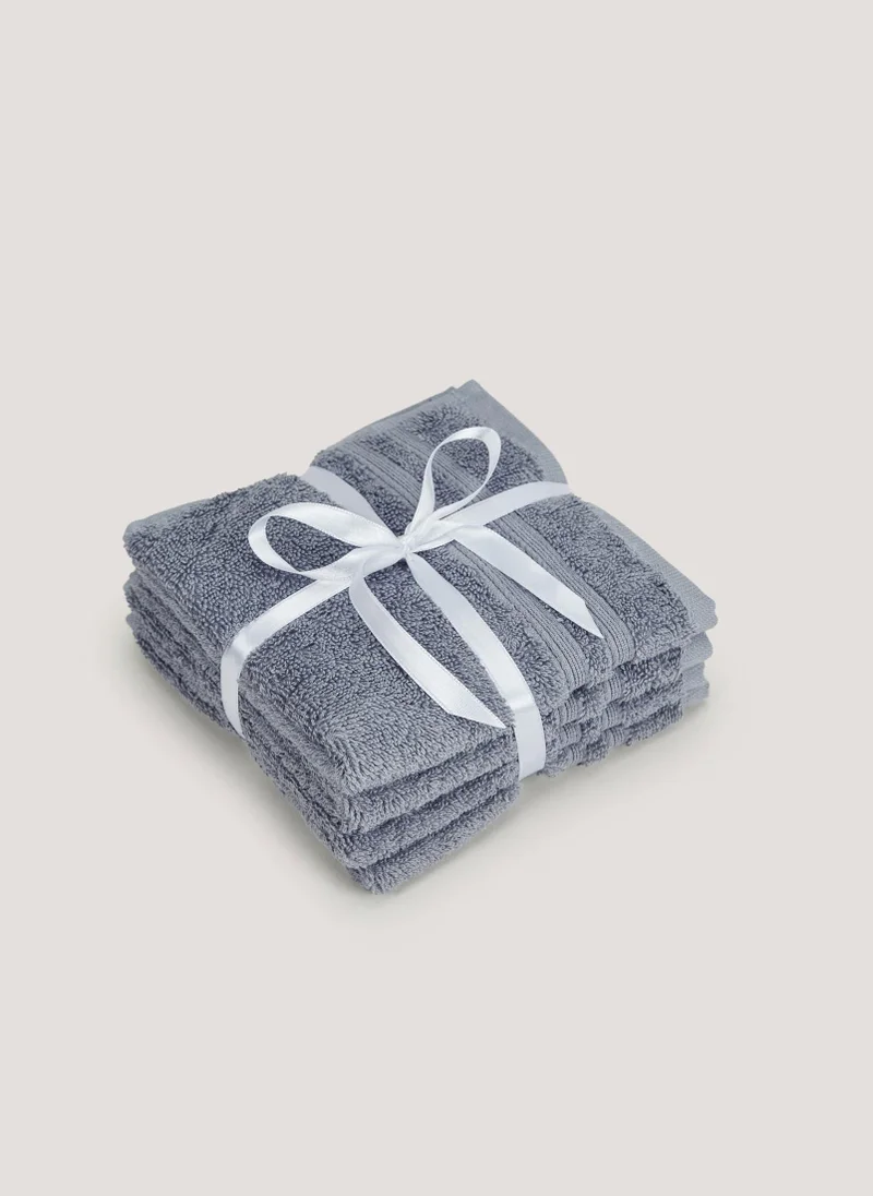 Matalan 4 Pack Blue 100% Egyptian Cotton Face Cloths