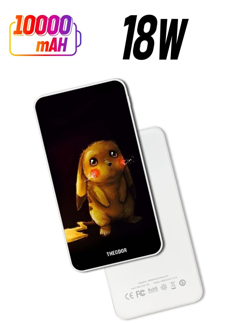 Theodor 10,000 mAh Super Fast Charging Ultra Compact Power Bank with Quick Charge & Power Delivery, Portable Charger For iPhone and Android Cute Yellow Cartoon - Image 1