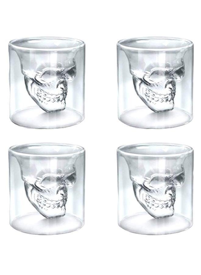 4-Piece Double Wall Crystal Skull Tea Cup Clear 75ml - Image 1
