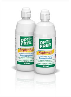 Opti-Free Replenish Multi-Purpose Disinfecting Solution with Lens Case, Twin Pack, 10-Fluid Ounces Each - 2 Count(Pack of 1)  - Image 2
