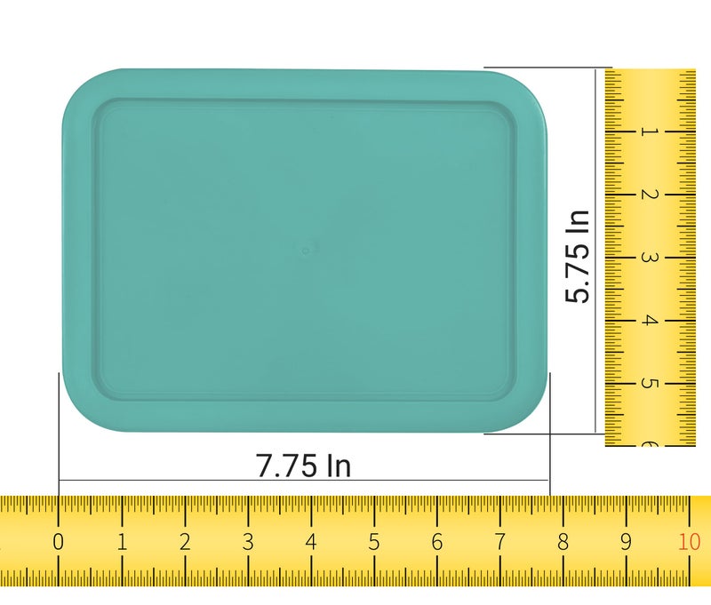 MRX Solutions Replacement Lids fits Pyrex 3-Cup Glass Food Storage Container Bowls, (7.75 x 5.75-Inch) Plastic Rectangle Lids Covers for Pyrex 7210-PC, Airtight & Leakproof (4-Pack, Turquoise) - Image 2