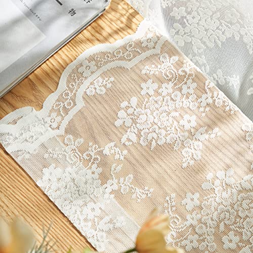 YJ YANJUN Vintage Lace Curtains 84 Inches Long-Romantic Flowers and Branch Sheer Lacy Curtains for Living Room French Door 1 Pair Rod Pocket, 52 x 84 Inch Ivory - Image 5