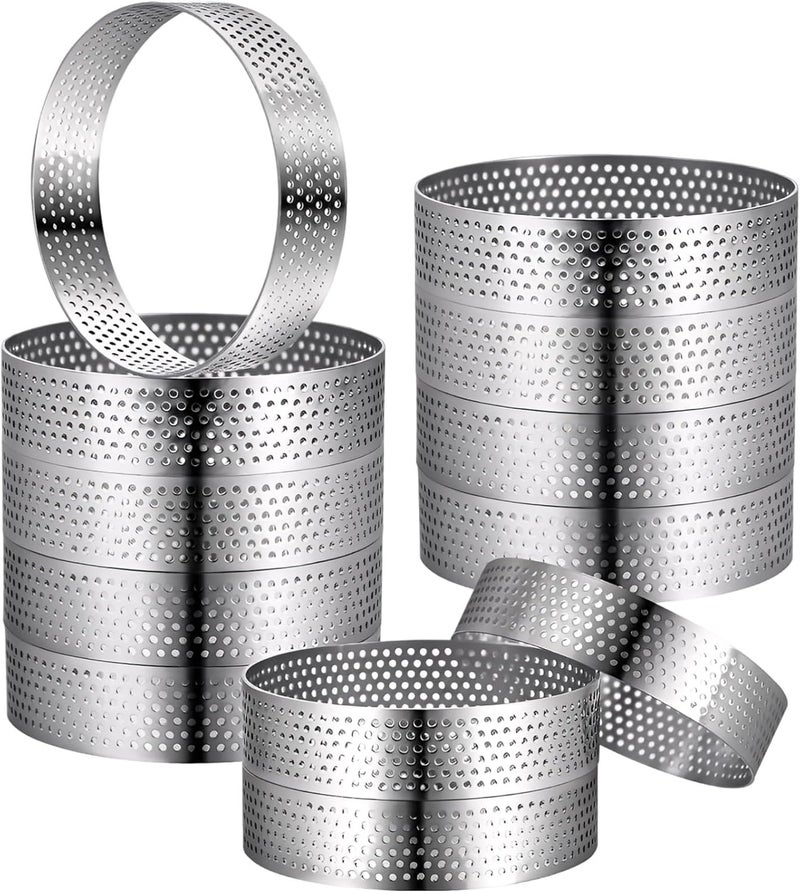 12 Pcs Baking Tart Rings, 1.98 in Stainless Steel Mousse Molds, Ideal for Quiche, Pie; Easy to Clean - Image 1