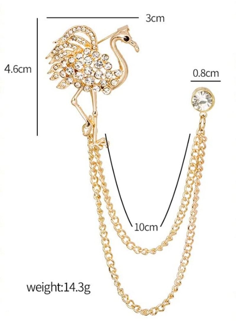 RARELY - 2 pieces of men's suit Brooch Gold Silver gem diamond lapel collar pin women's coat Brooch professional suit Brooch belt - Image 1