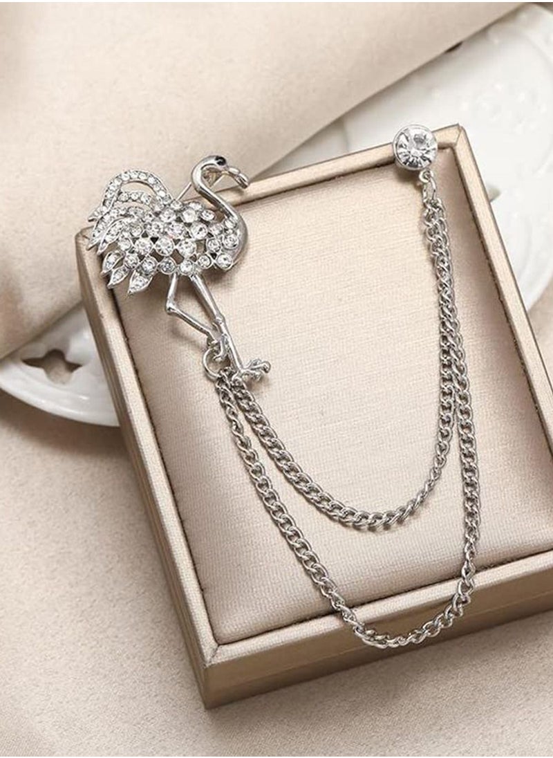 RARELY - 2 pieces of men's suit Brooch Gold Silver gem diamond lapel collar pin women's coat Brooch professional suit Brooch belt - Image 1