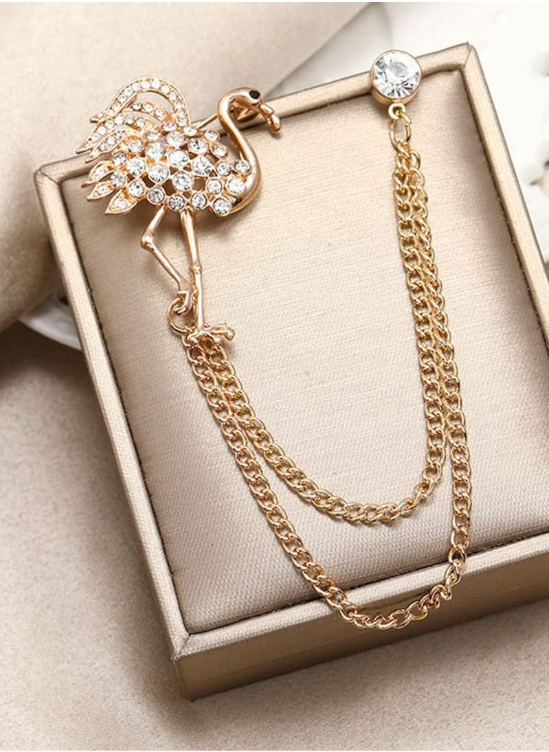 RARELY - 2 pieces of men's suit Brooch Gold Silver gem diamond lapel collar pin women's coat Brooch professional suit Brooch belt - Image 1