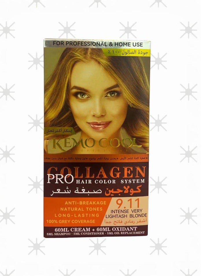 كيمو كول صبغة شعر كولاجين أشقر رمادي فاتح جدا الحجم 60+60+5+5+5 جودة عالية 100% - Image 1