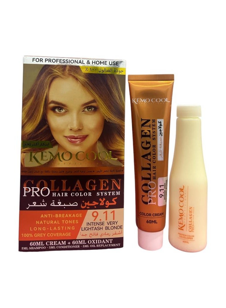 كيمو كول صبغة شعر كولاجين أشقر رمادي فاتح جدا الحجم 60+60+5+5+5 جودة عالية 100% - Image 3