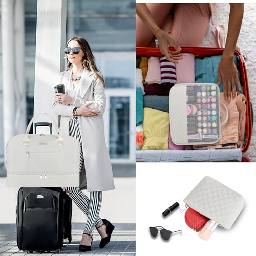 ITIEZY Weekender Bag for Women Travel Duffel Bag - Carry On Overnight Bag with Shoe Compartment Large Nylon Duffle Tote Bag 21.5" with Toiletry Bag for Traveling Business Weekend Trip 3Pcs Set - Image 2