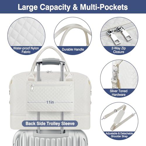 ITIEZY Weekender Bag for Women Travel Duffel Bag - Carry On Overnight Bag with Shoe Compartment Large Nylon Duffle Tote Bag 21.5" with Toiletry Bag for Traveling Business Weekend Trip 3Pcs Set - Image 5