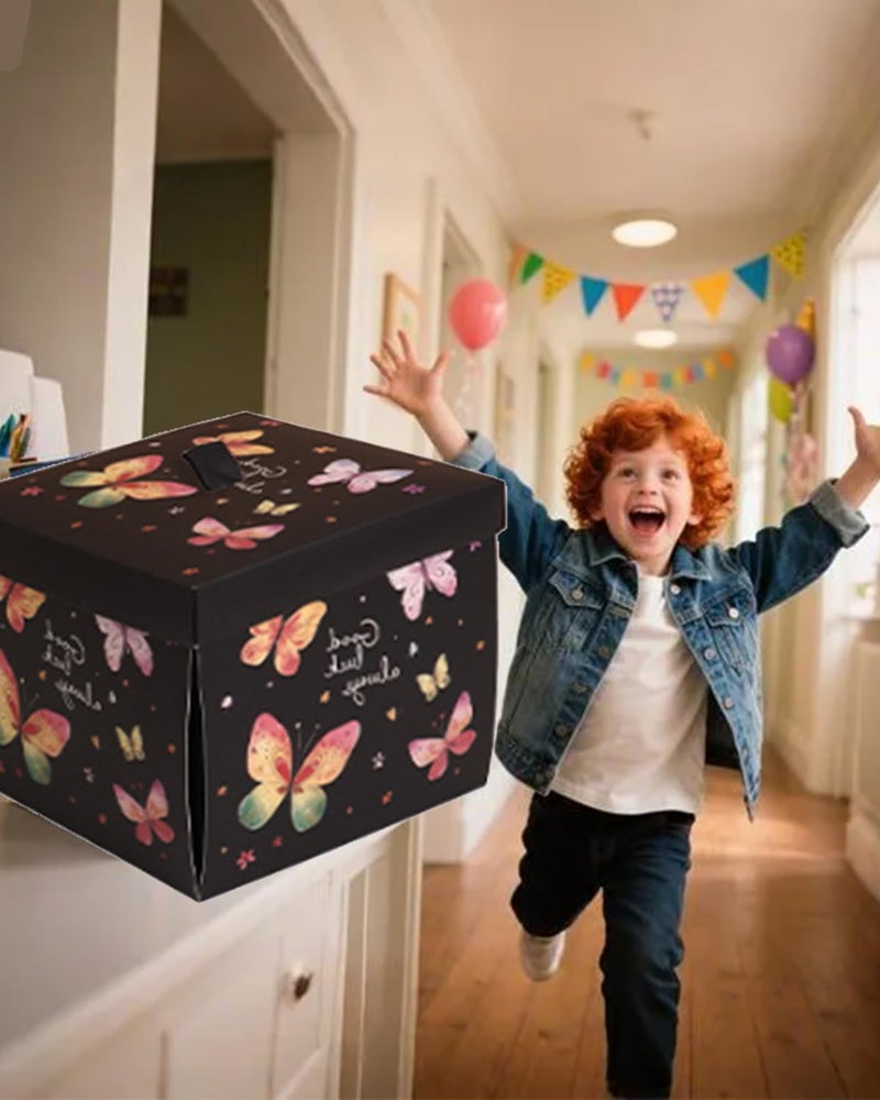 KalamkariX Flying Butterfly Mystical Box, Magical Gift for Valentine's Day, Birthday Party Mystical, Interactive Toy for Kids, Includes 1 Black Box and 4 Butterflies, Gift Boxs for Birthday, Flying Butterfly Toy - Image 4