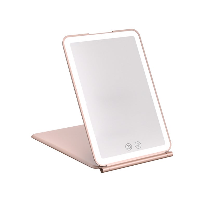 Led Folding Makeup Mirror With Light Rechargeable Flip Flat Mirror Portable Folding Mirror Fill Light Two-Sided Makeup Mirror - Image 4