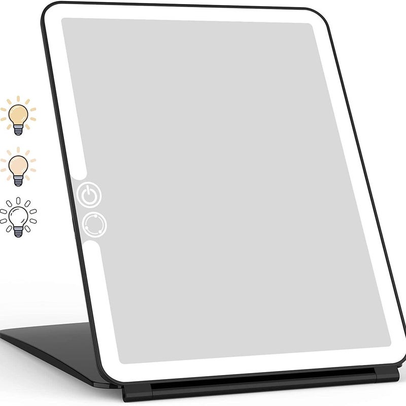 Led Folding Makeup Mirror With Light Rechargeable Flip Flat Mirror Portable Folding Mirror Fill Light Two-Sided Makeup Mirror - Image 1