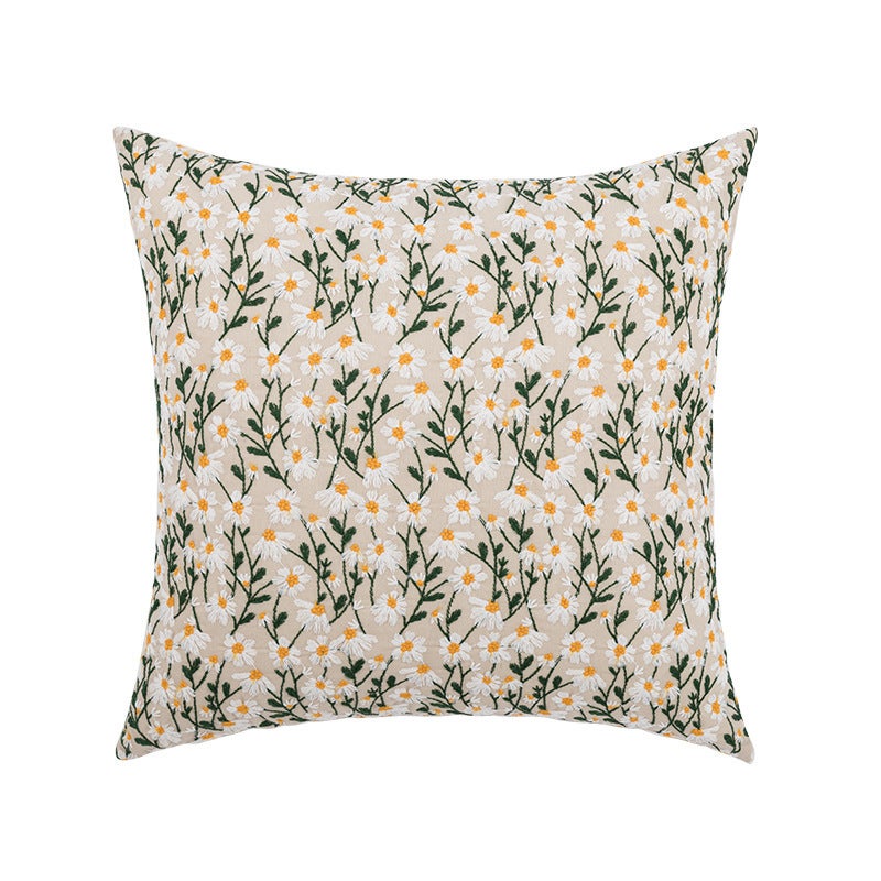 Embroidery Daisy Floral Pillow Cover - Image 5