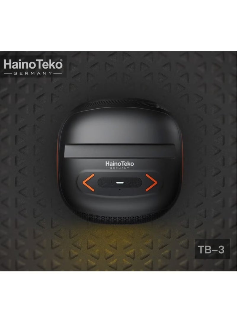 Haino Teko TB-3 Mini Wireless Portable Speaker with RGB Lighting, 10W Output Power, and Multi-Functional Control – Compact and Powerful Sound in Black - Image 5