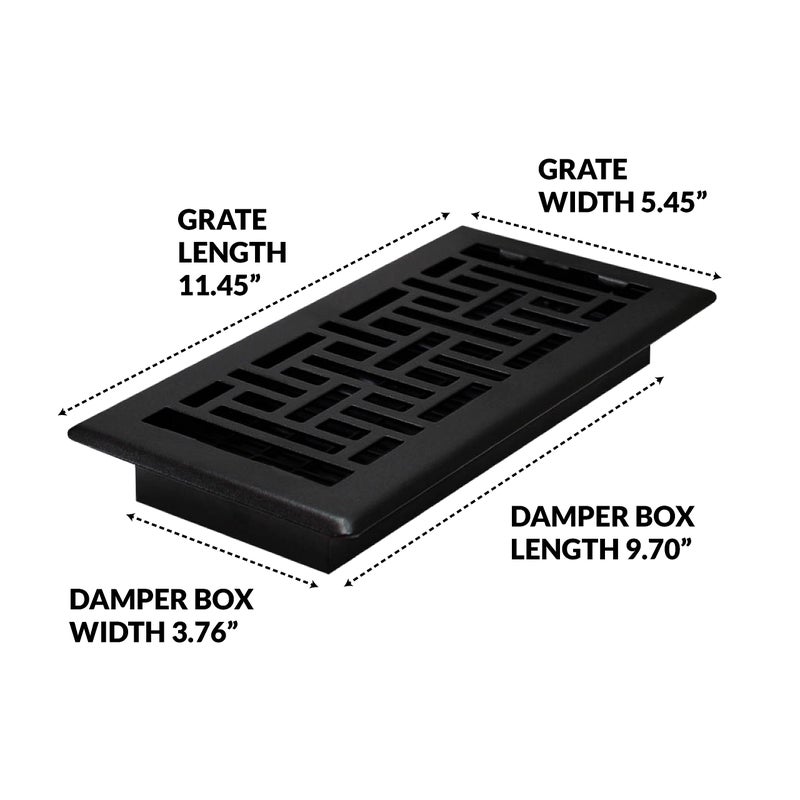 Decor Grates AJH410-BLK Oriental Floor Register, 4x10 Inches, Textured Black - Image 4