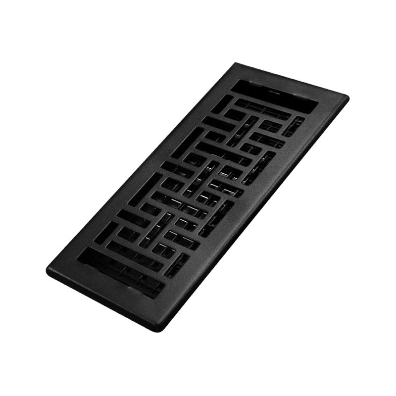 Decor Grates AJH410-BLK Oriental Floor Register, 4x10 Inches, Textured Black - Image 1