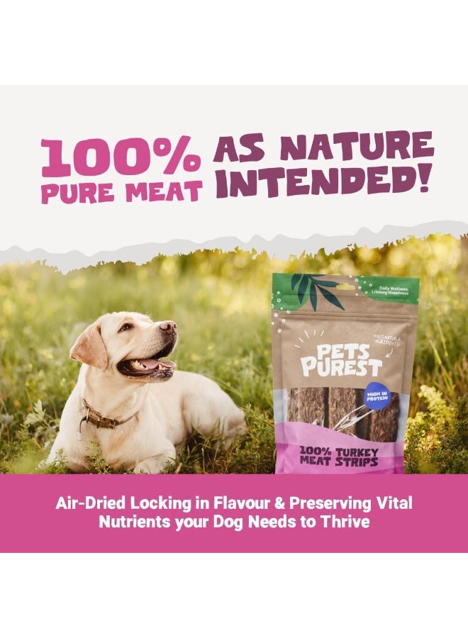Pets Purest Turkey Dog Treats, Air-Dried Turkey Meat Strips - 100% Natural Dog Chews, Grain Free, Raw, Low Fat Dog Treats Suitable for Puppy & Senior - 100g - Image 3