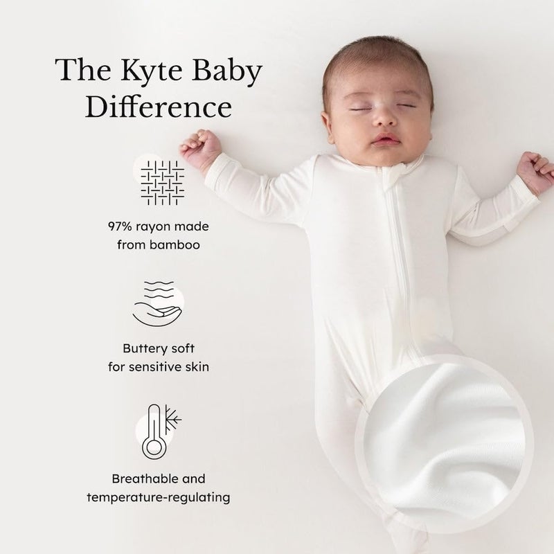 KYTE BABY Unisex Zipper Closure Footies, Rayon Made From Bamboo (0-3 Months, Cloud) - Image 2