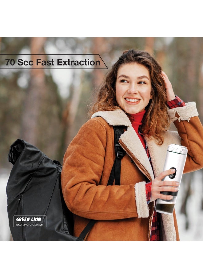 GREEN LION CAFFEX Coffee Maker 72W with Hot and Cold Extraction / 150mL Cup Capacity / 20 Bar Pump Pressure / 80mL Water Tank / 70 Sec Extraction / 4-5 Min Heating Time / Type-C Charging / LED Display - White - Image 5