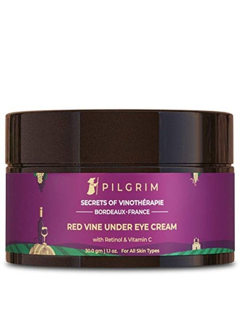 Red Vine Under Eye Cream With Retinol & Vit C For Dark Circles, Wrinkles, Fine Lines, Puffy Eyes, For Normal, Oily, All Skin Type, Combination, Dry Skin And Men And Women - 30G