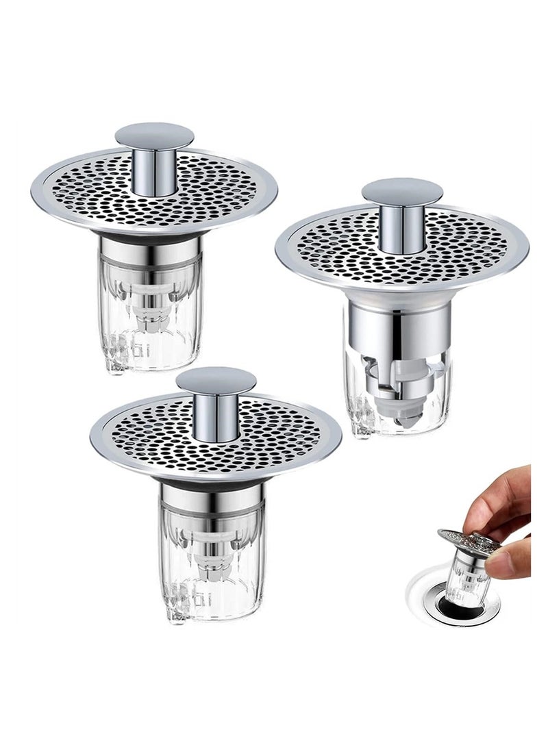 SYOSI 3PCS Universal Bathroom Sink Stopper, Pop Up Sink Plug, 2 in1 Universal Washbasin Water Head Leaking Stopper for 1.3~1.57in, Bathroom Sink Plug Pop-up Drain Filter - Image 1
