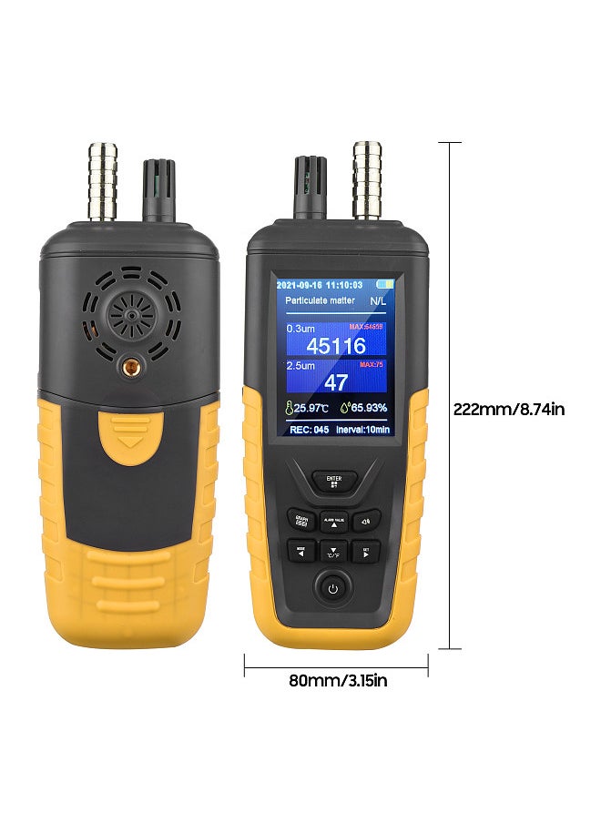Generic Dust Particle Counter 3-Channel 0.3um/ 2.5um/ 10um PM2.5 PM10 Detector with 3.2-inch Backlight TFT Color Screen Rechargeable Air Quality Tester Temperature Humidity Monitor  - Image 4