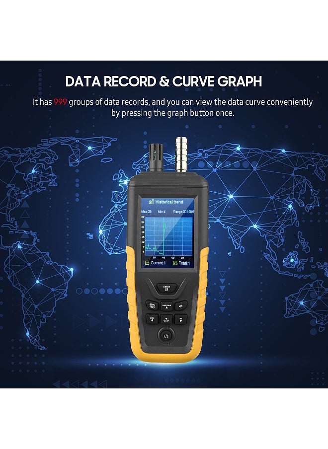 Generic Dust Particle Counter 3-Channel 0.3um/ 2.5um/ 10um PM2.5 PM10 Detector with 3.2-inch Backlight TFT Color Screen Rechargeable Air Quality Tester Temperature Humidity Monitor  - Image 5