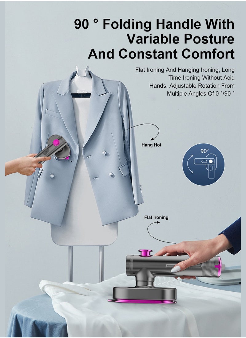 ET-LIFE - 2-In-1 Handheld Steamer, Compact and 90°Foldable, Ready to Use in ˜20 Seconds, No Ironing Board Needed HB-601 Grey - Image 1